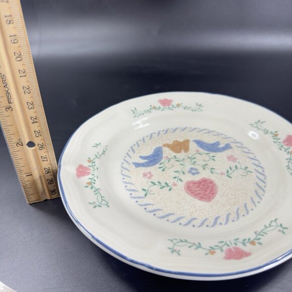 1990s Newcor Stoneware Ceramic Dish Plate Set 4 Plates Dishes Floral Bird Plates - Picture 4 of 13